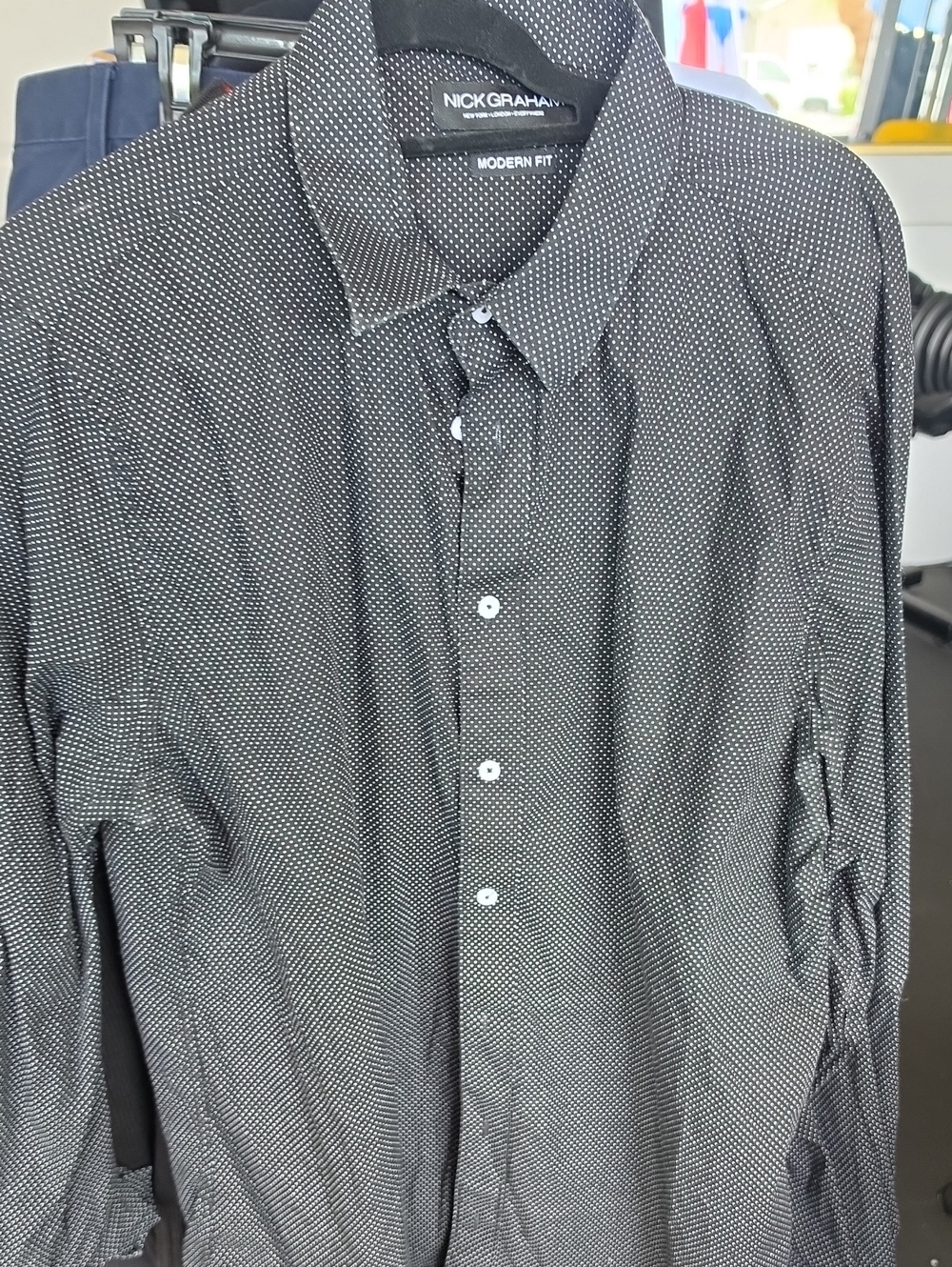 Nick Graham Black Microdot Modern Fit Dress Shirt